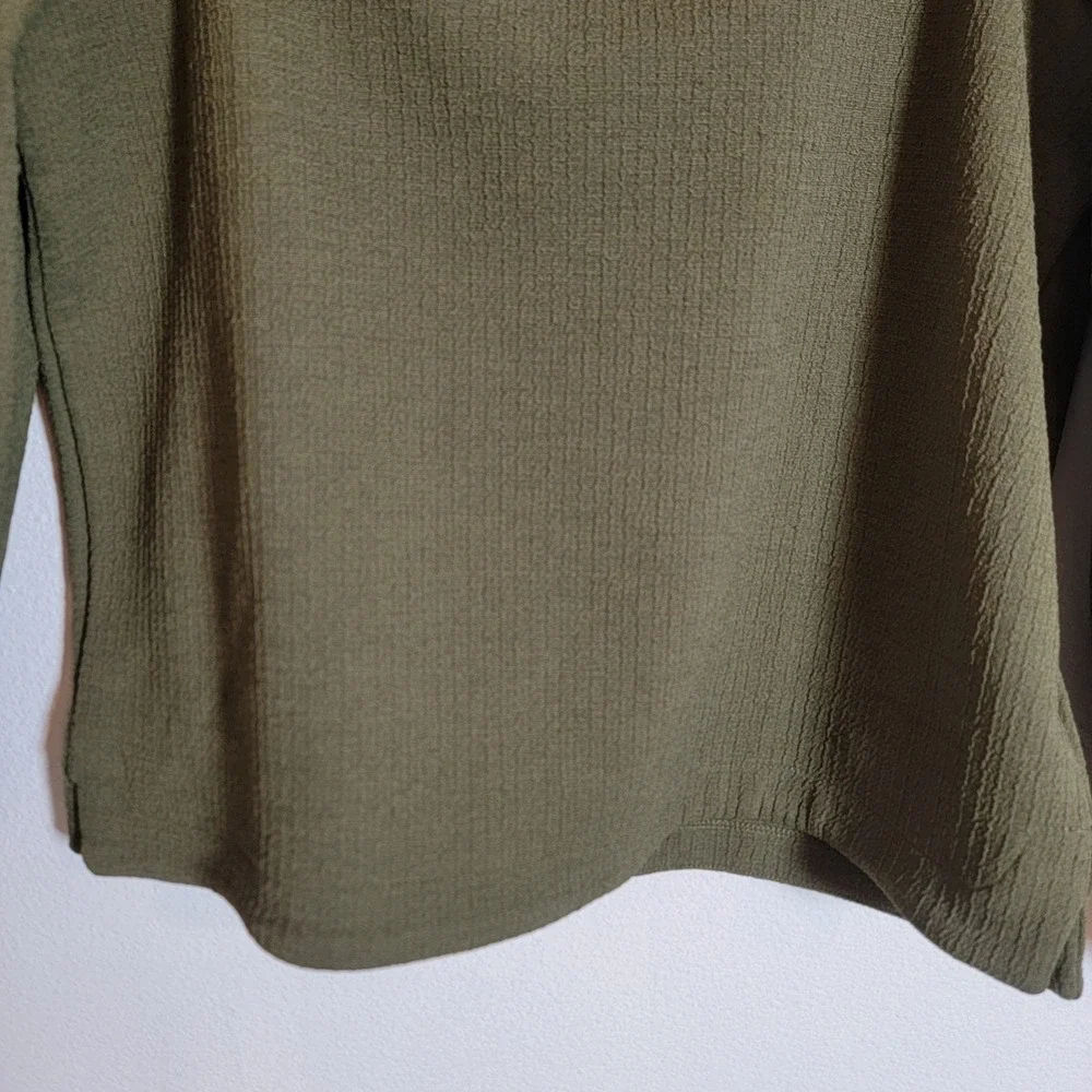Madewell Crepe Square Neck Puff Balloon Sleeve Olive Green Top Small Romantic